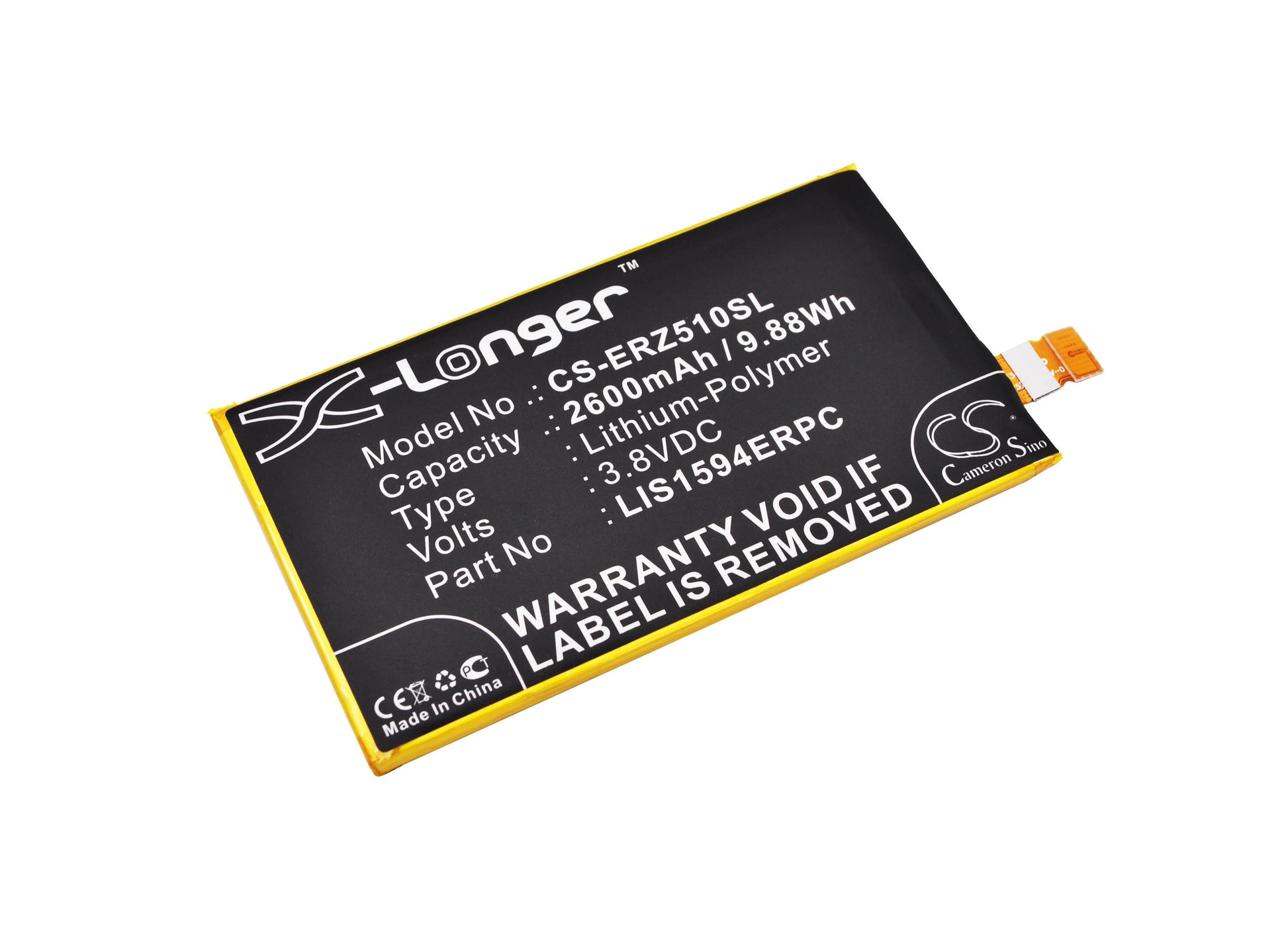 3.8V 2600mAh/9.88Wh Li-Polymer Mobile/SmartPhone Battery for Sony Ericsson
