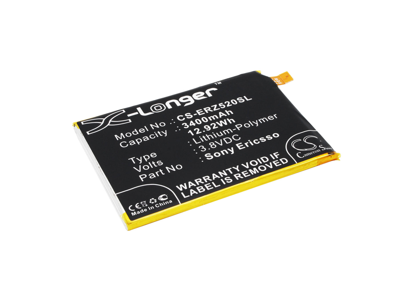 3.8V 3400mAh/12.92Wh Li-Polymer Mobile/SmartPhone Battery for Sony Ericsson