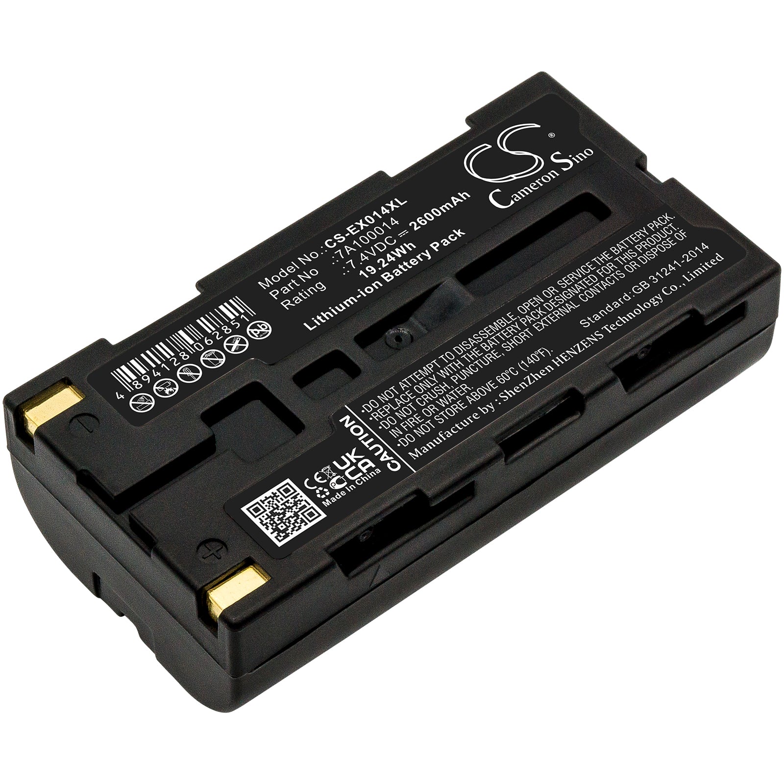 7.4V 2600mAh/19.24Wh Li-ion Printer Battery for Extech
