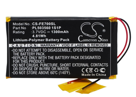 3.7V 1300mAh/4.81Wh Li-Polymer Amplifier Battery for Fiio