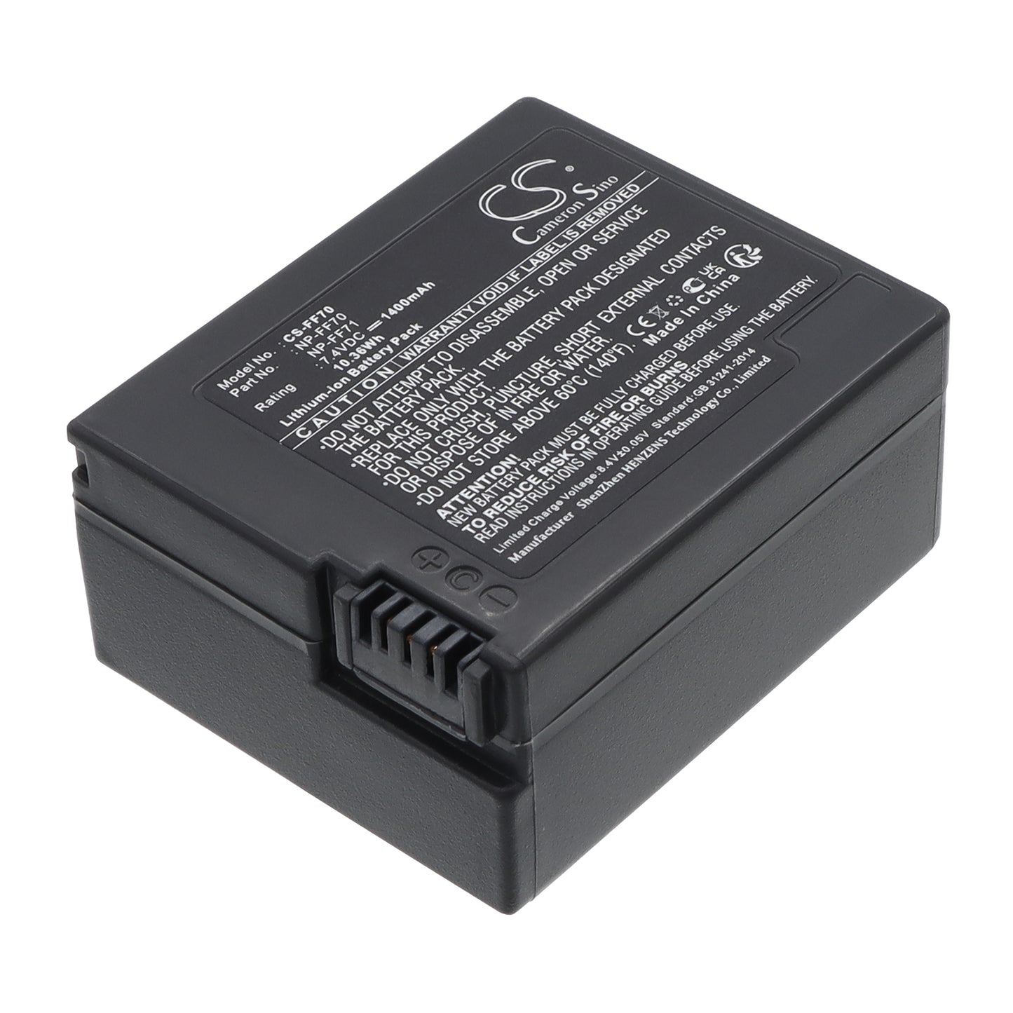 7.4V 1400mAh Li-ion Camera Battery for Sony