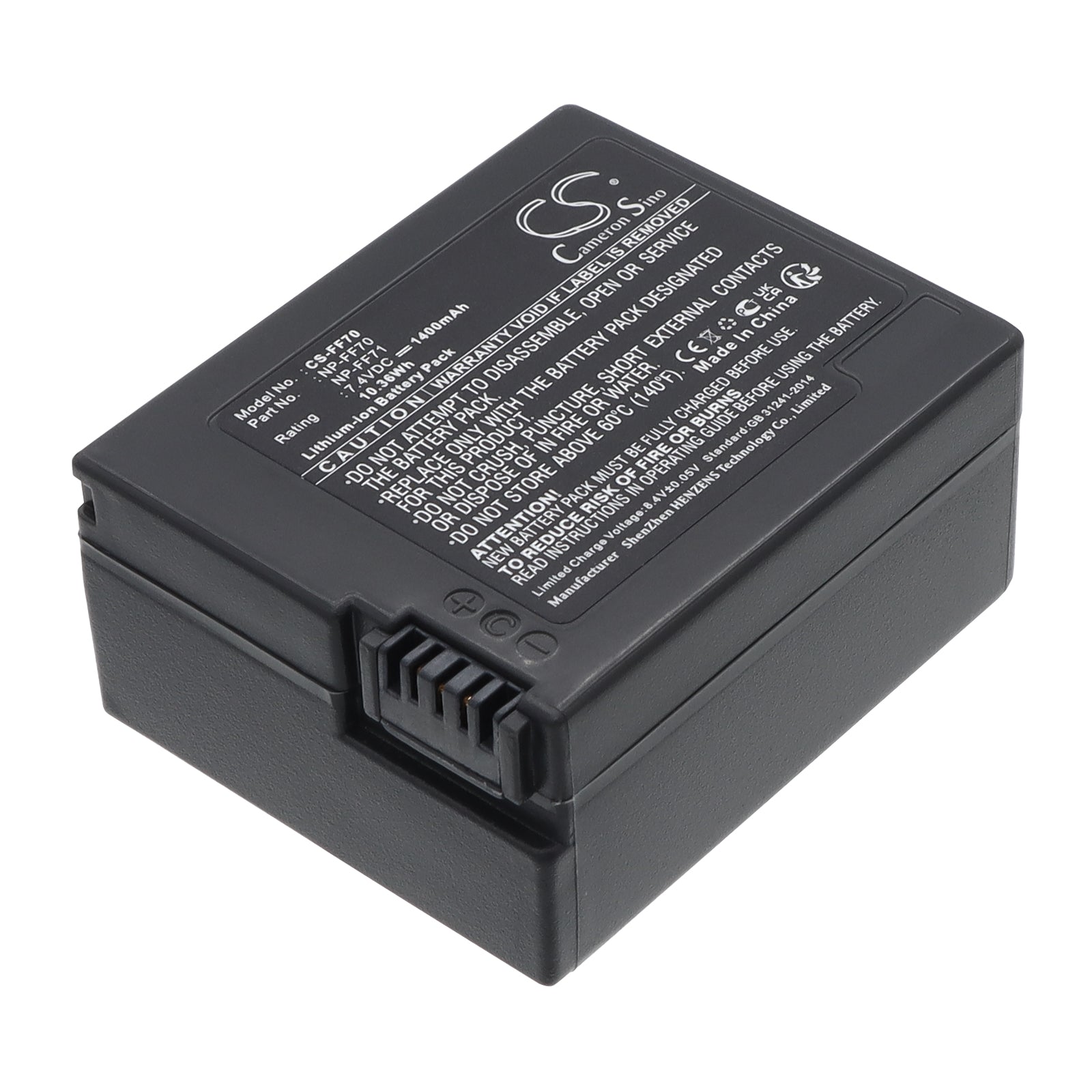 7.4V 1400mAh Li-ion Camera Battery for Sony