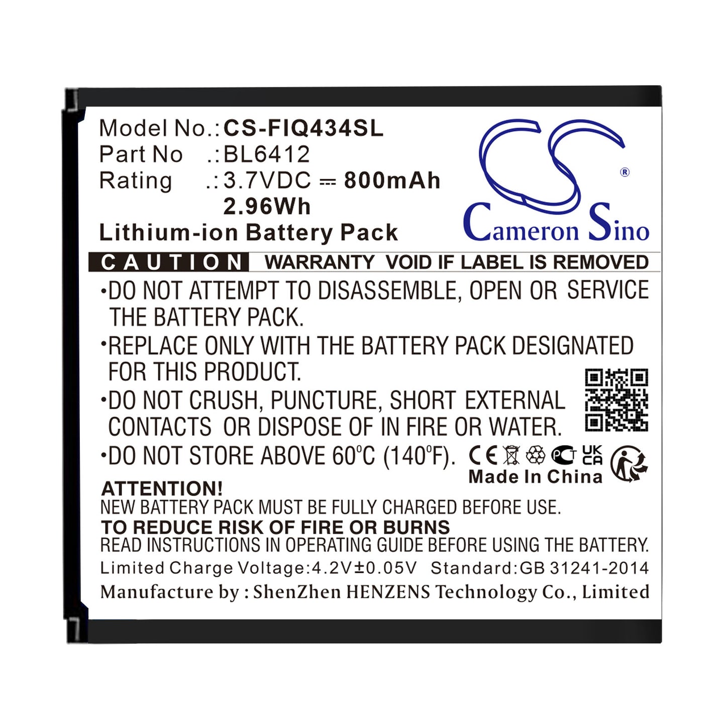 CS-FIQ434SL Replacement Battery – Compatible with Era Nano 5, IQ434