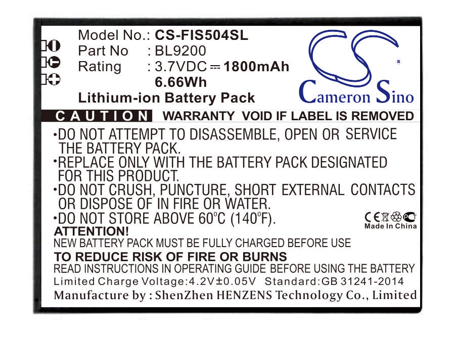 CS-FIS504SL Replacement Battery – Compatible with Cirrus 2, FS504