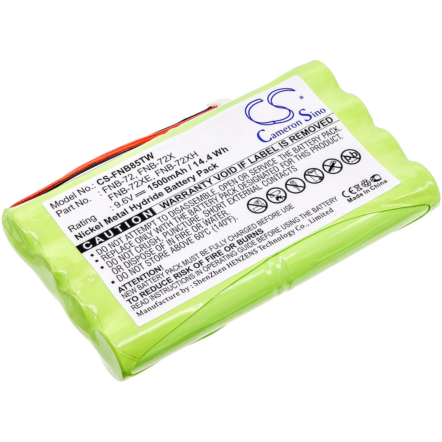 9.6V 1500mAh/14.40Wh Ni-MH Two-Way Radio Battery for Vertex