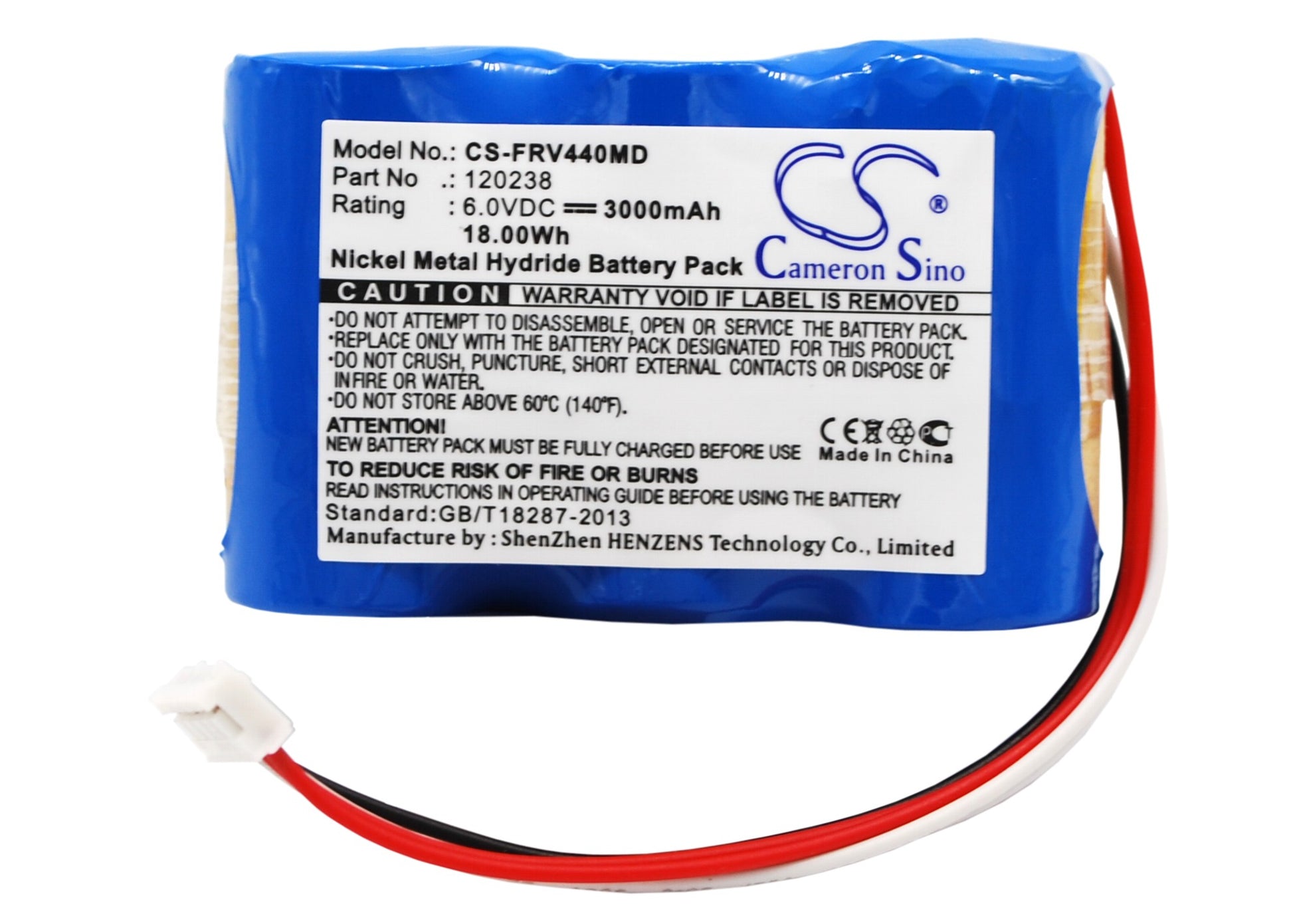 6V 3000mAh/18.00Wh Ni-MH Medical Battery for Fresenius