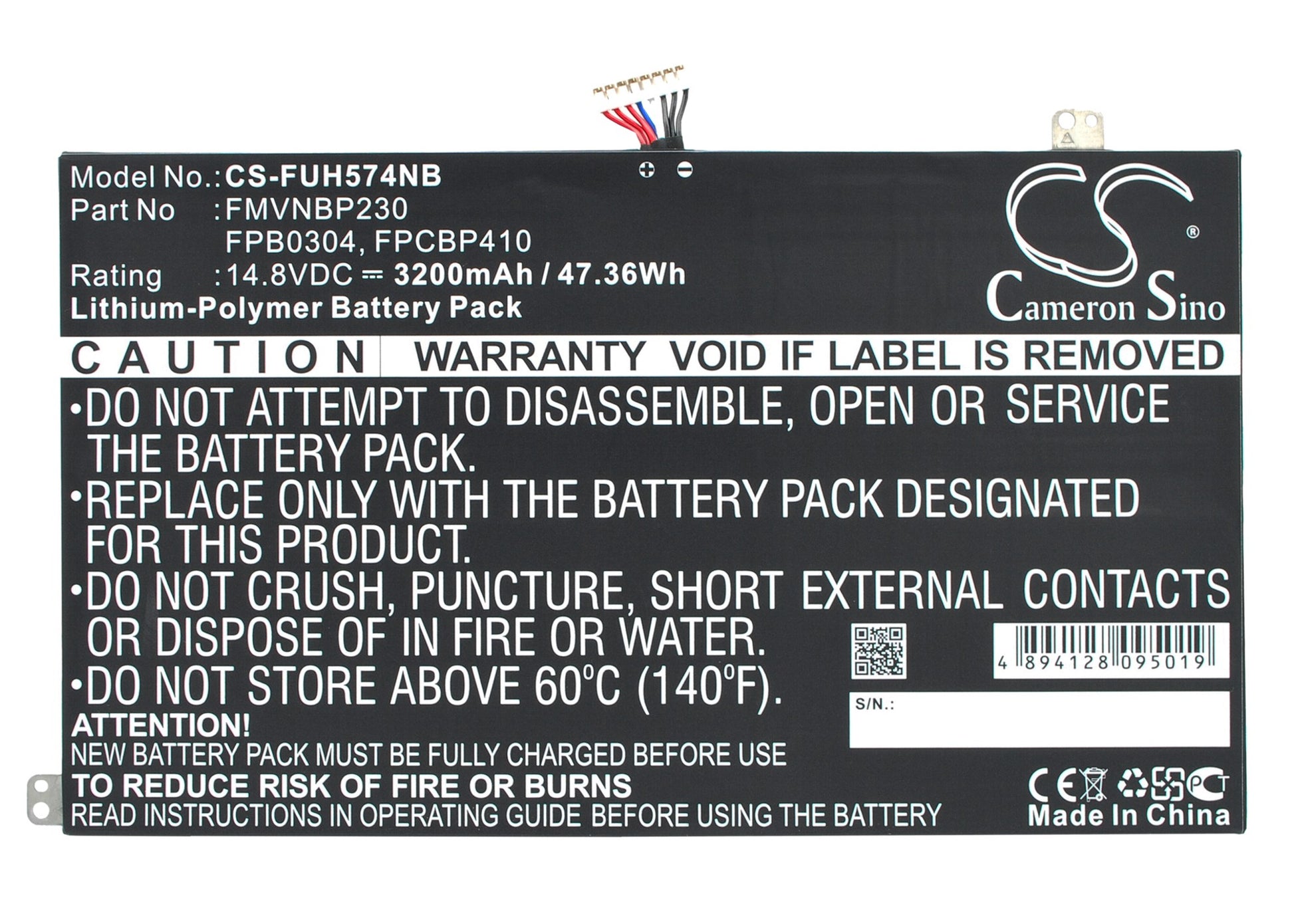 14.8V 3200mAh/47.36Wh Li-Polymer Notebook/Laptop Battery for Fujitsu