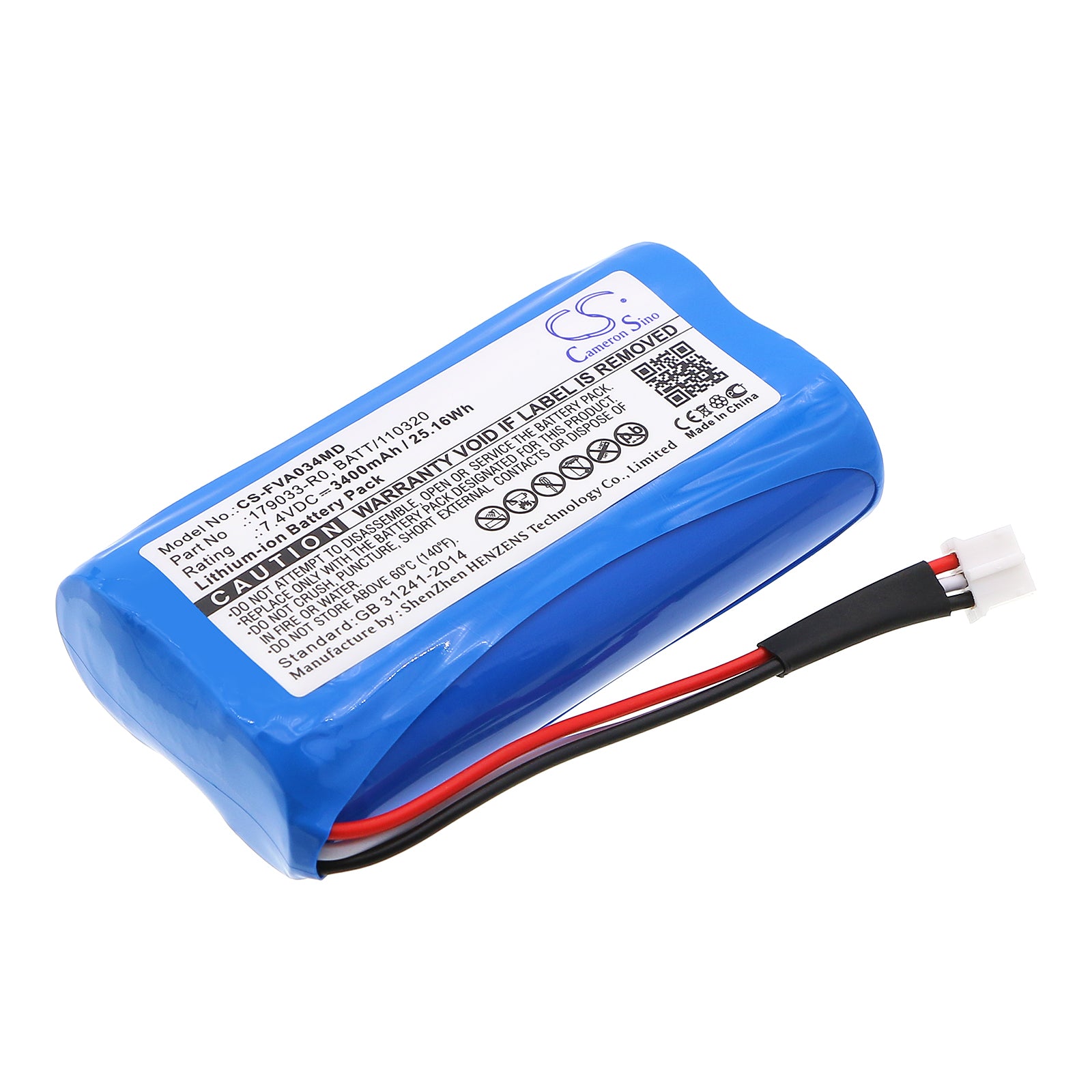 7.4V 3400mAh/25.16Wh Li-ion Medical Battery for Fresenius