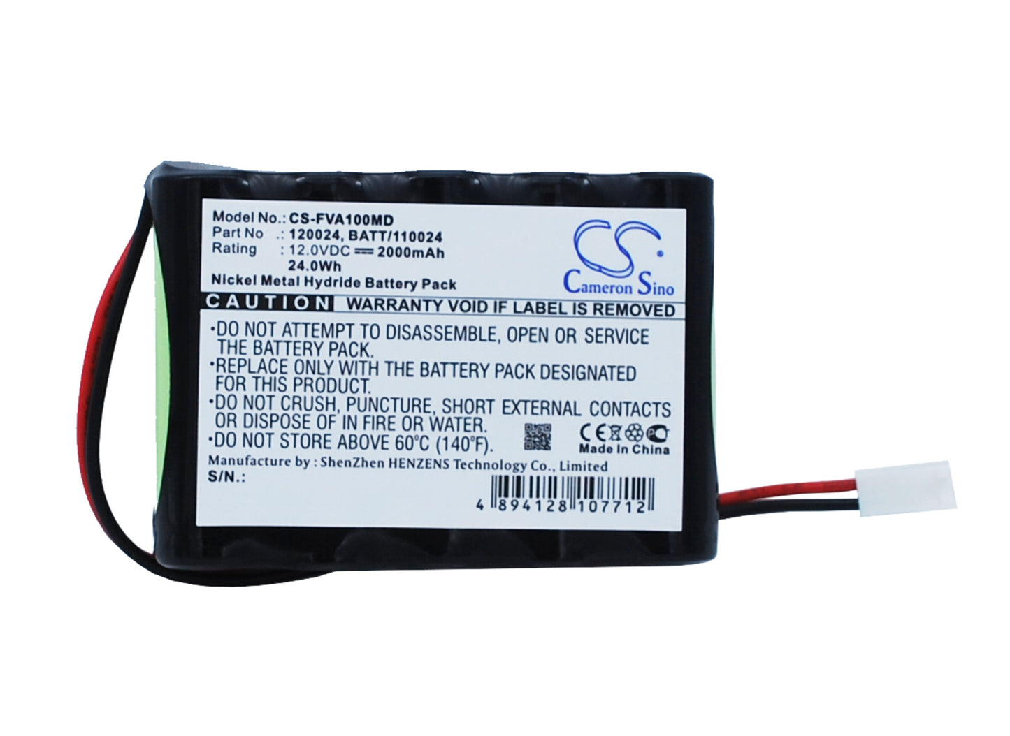 12V 2000mAh/24.00Wh Ni-MH Medical Battery for Fresenius
