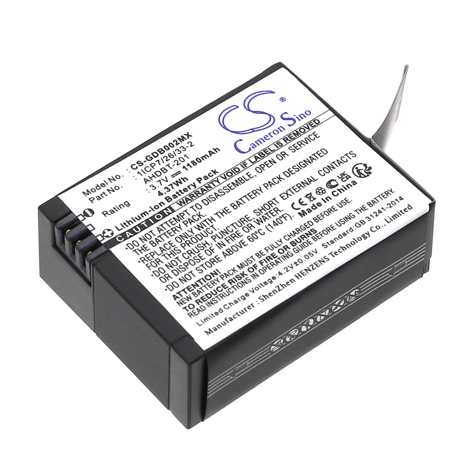 3.7V 1180mAh/4.37Wh Li-ion Camera Battery for Rollei