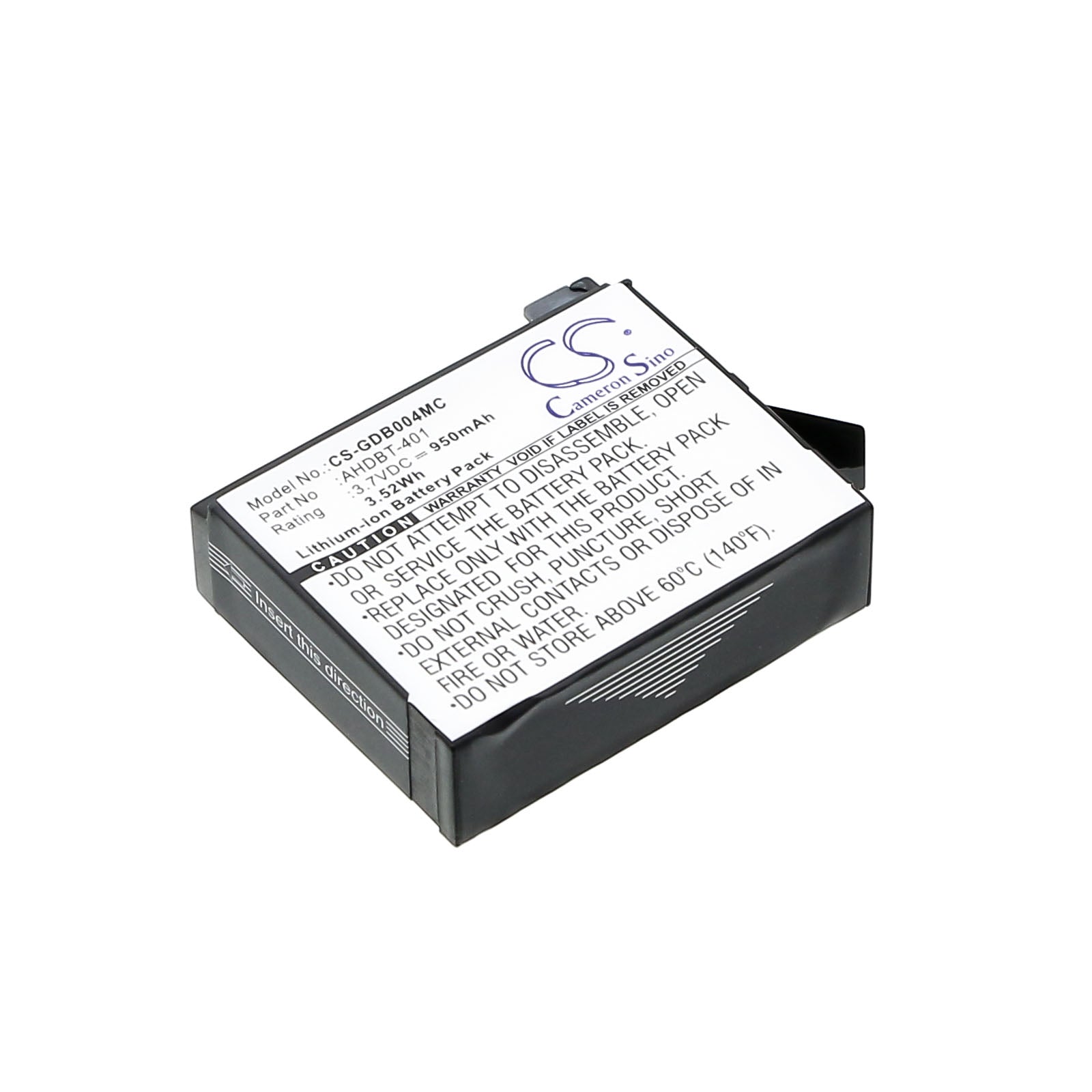 3.7V 950mAh/3.52Wh Li-ion Camera Battery for GoPro