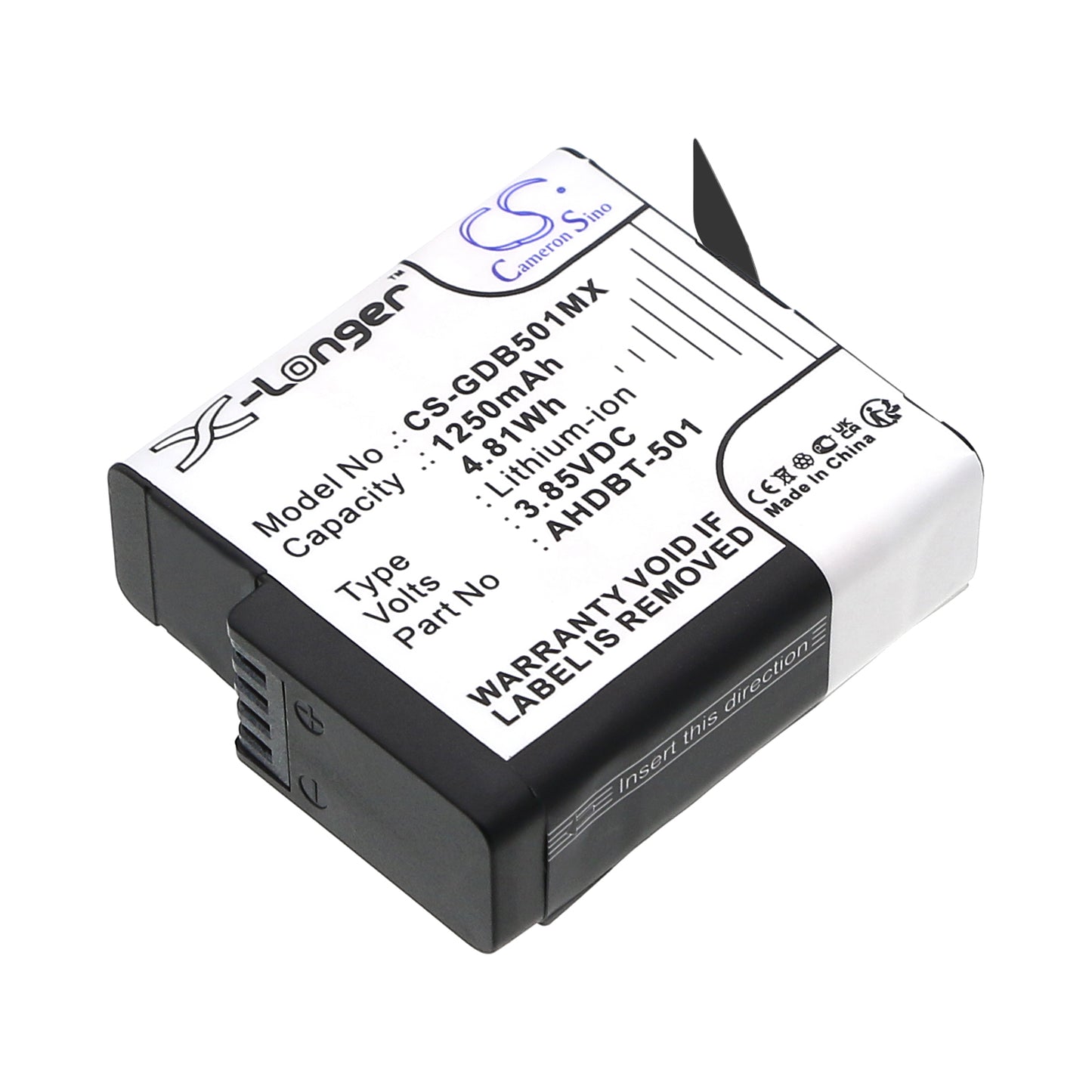 3.85V 1250mAh/4.81Wh Li-ion Camera Battery for GoPro