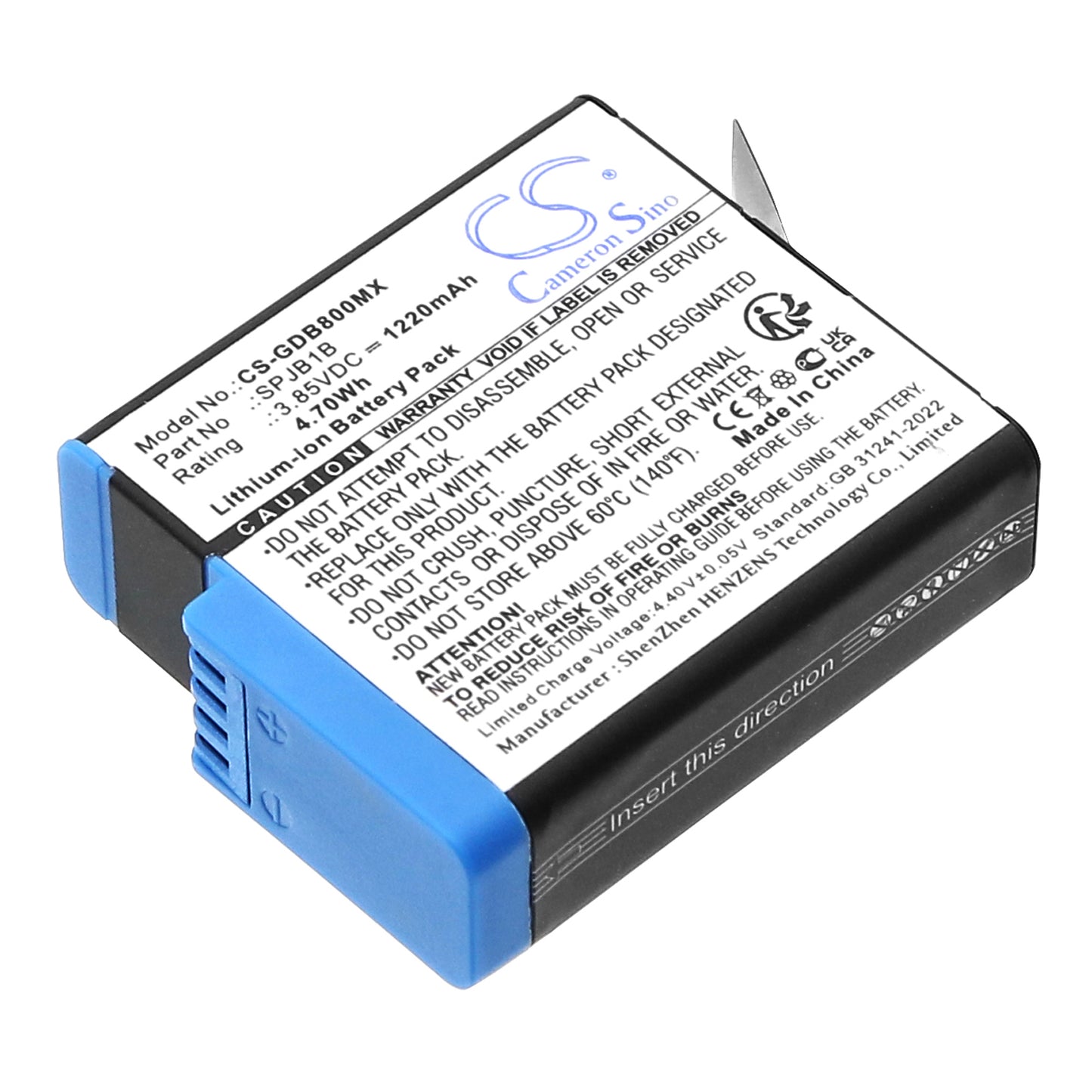 CS-GDB800MX Replacement Battery – Compatible with 601-10197-00, AABAT-001, AABAT-001-AS, ASST1, CHDHX-501, CHDHX-701, CHDHX-701-RW, HD8.01, Hero 2018, Hero 5, Hero 5 Black, Hero 6, Hero 6 Black, Hero 7, Hero 7 Black, Hero 7 White, Hero 8, Hero 8 Black