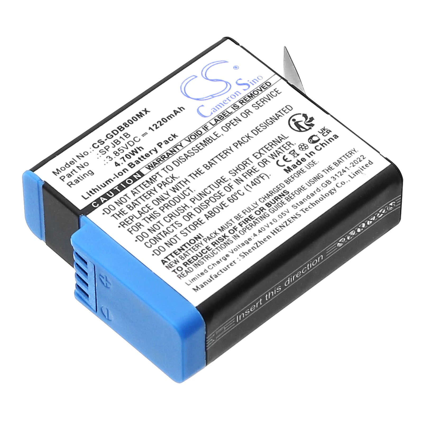 CS-GDB800MX Replacement Battery – Compatible with 601-10197-00, AABAT-001, AABAT-001-AS, ASST1, CHDHX-501, CHDHX-701, CHDHX-701-RW, HD8.01, Hero 2018, Hero 5, Hero 5 Black, Hero 6, Hero 6 Black, Hero 7, Hero 7 Black, Hero 7 White, Hero 8, Hero 8 Black
