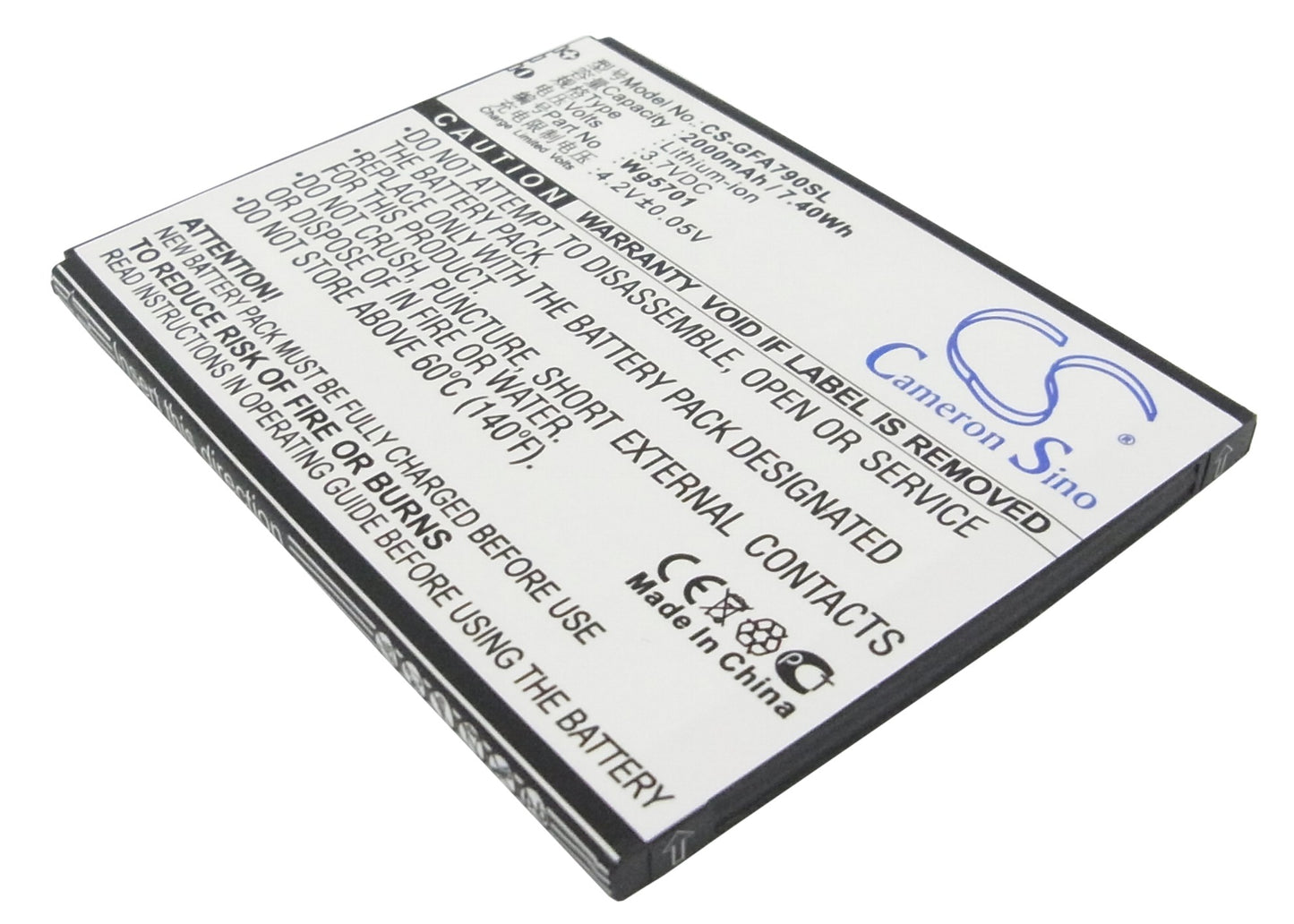 3.7V 2000mAh/7.40Wh Li-ion Mobile/SmartPhone Battery for GFive