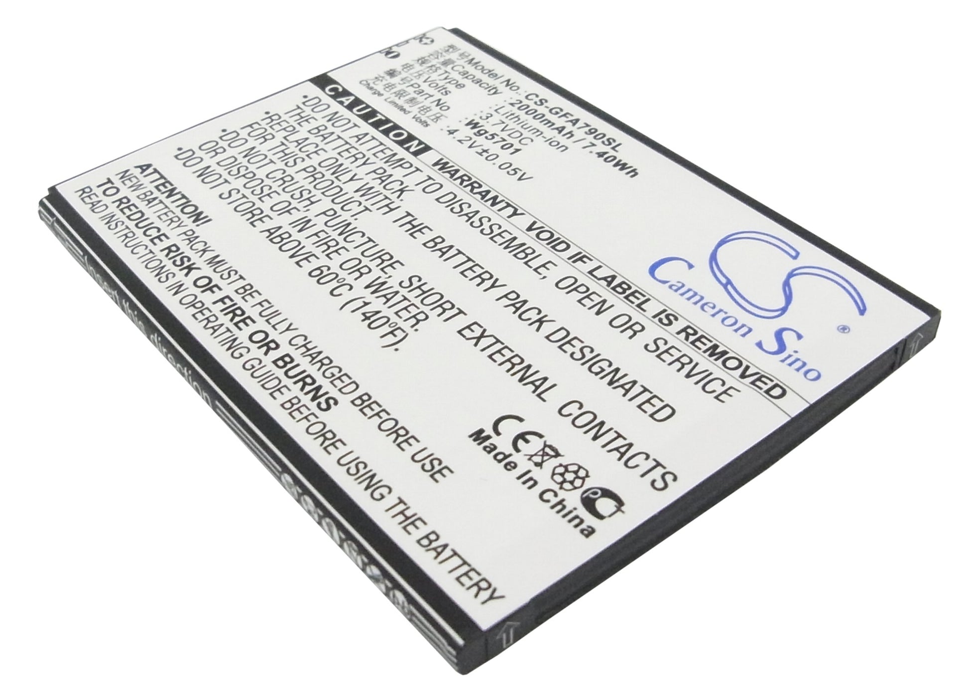 3.7V 2000mAh/7.40Wh Li-ion Mobile/SmartPhone Battery for GFive