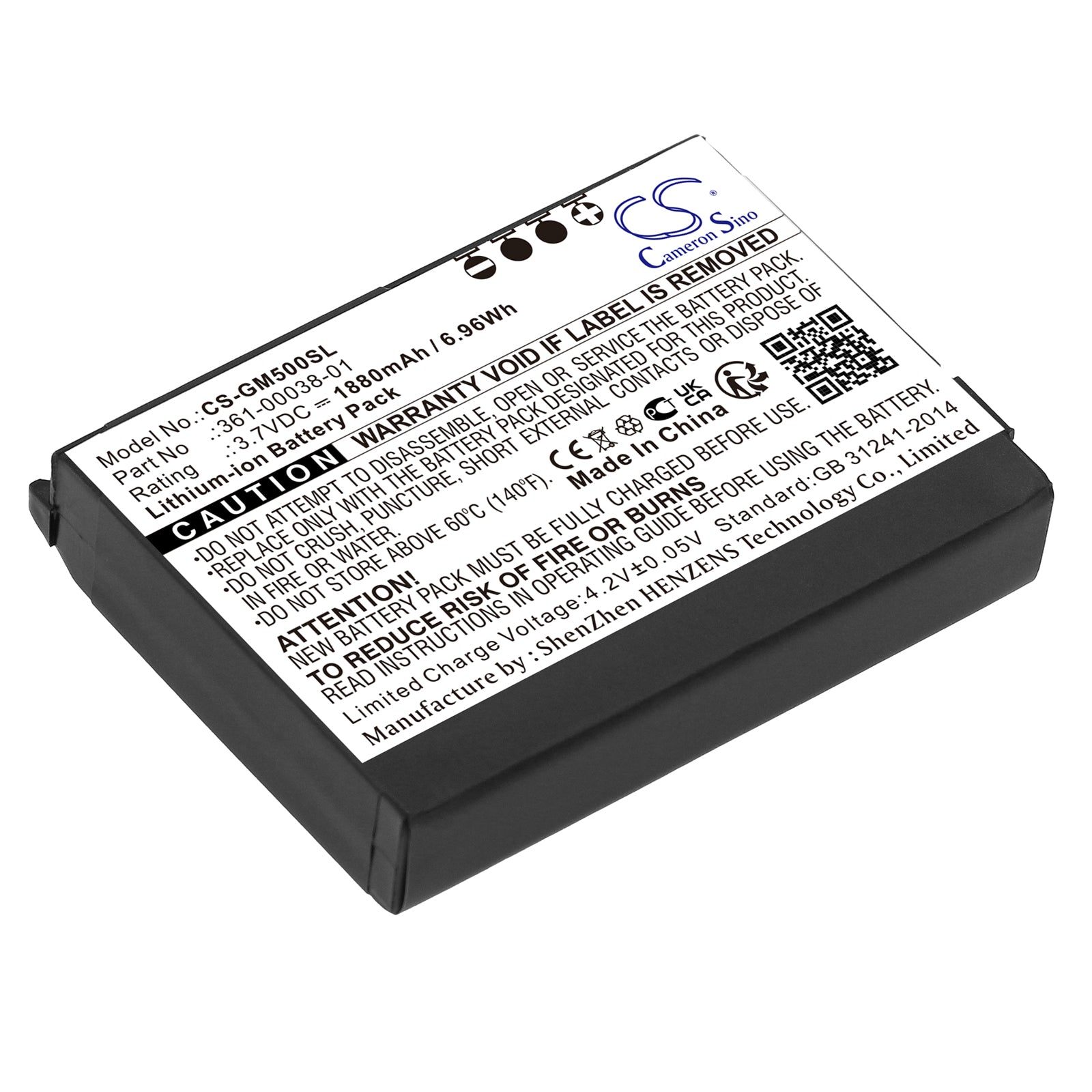 3.7V 1880mAh/6.96Wh Li-ion GPS/Navigator Battery for Garmin