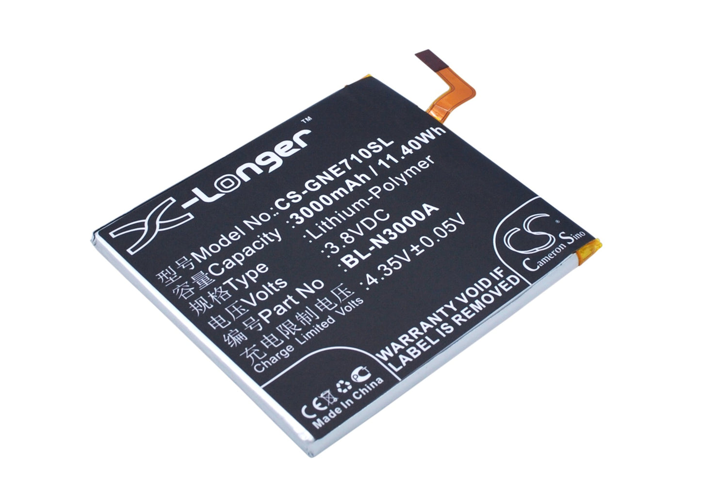 3.8V 3000mAh/11.40Wh Li-Polymer Mobile/SmartPhone Battery for GIONEE