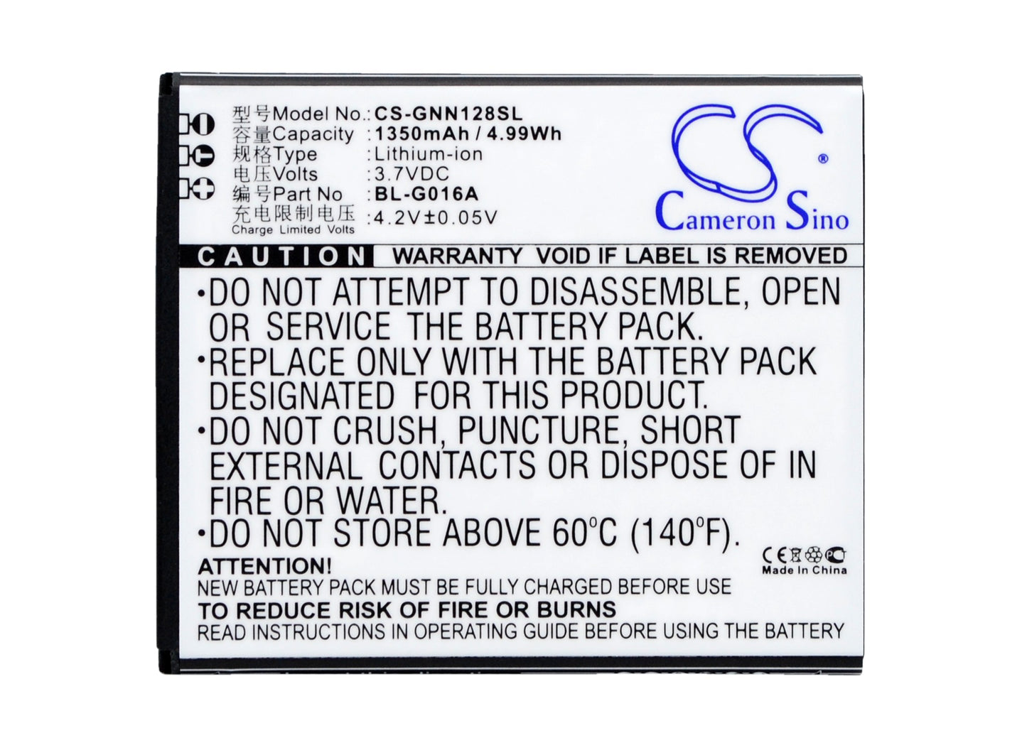 3.7V 1350mAh/4.99Wh Li-ion Mobile/SmartPhone Battery for NGM