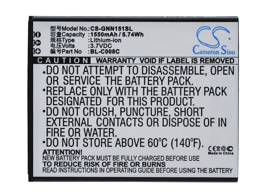 3.7V 1550mAh/5.74Wh Li-ion Mobile/SmartPhone Battery for GIONEE