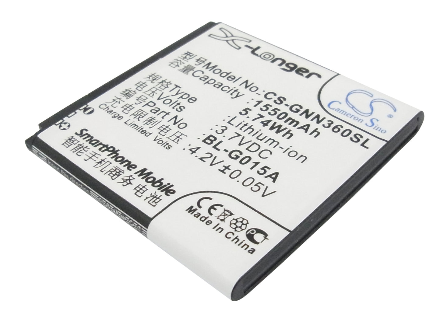 3.7V 1550mAh/5.74Wh Li-ion Mobile/SmartPhone Battery for GIONEE