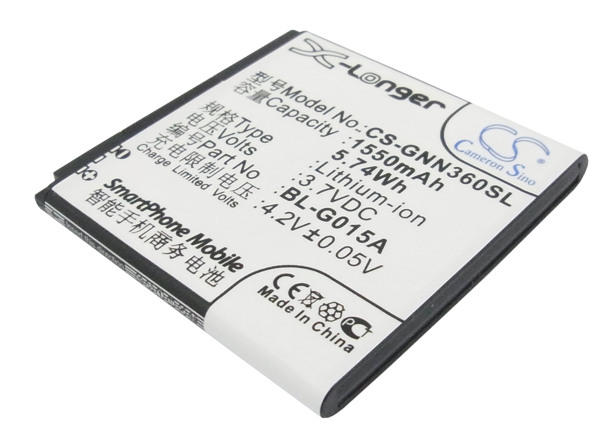 3.7V 1550mAh/5.74Wh Li-ion Mobile/SmartPhone Battery for GIONEE