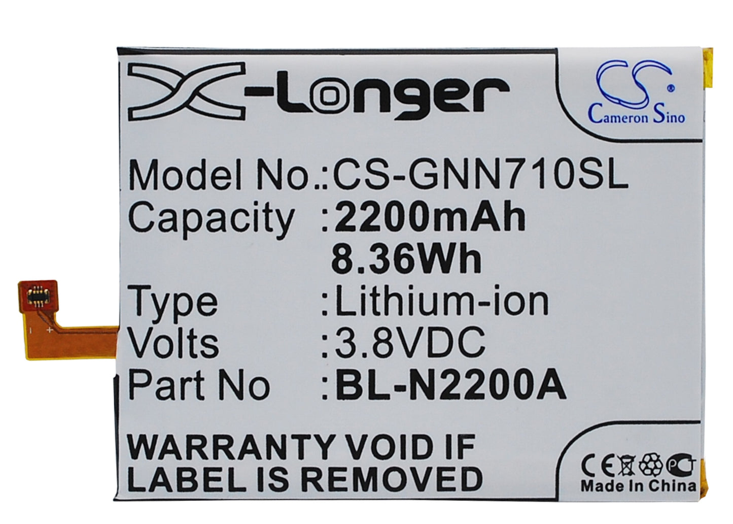 3.8V 2200mAh/8.36Wh Li-Polymer Mobile/SmartPhone Battery for GIONEE