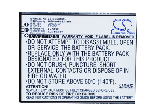 3.7V 1650mAh/6.11Wh Li-ion Mobile/SmartPhone Battery for GIONEE