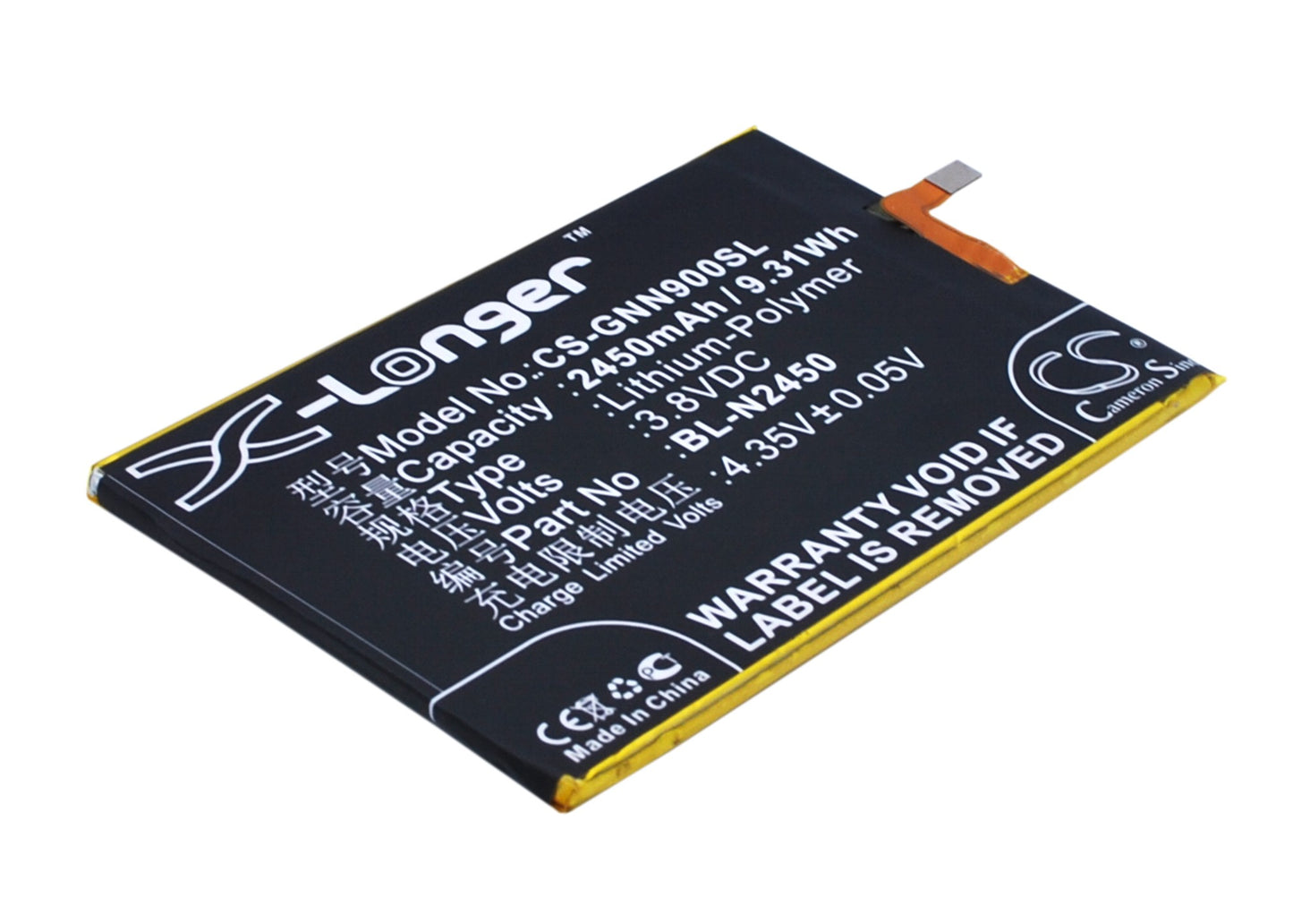 3.8V 2450mAh/9.31Wh Li-Polymer Mobile/SmartPhone Battery for GIONEE