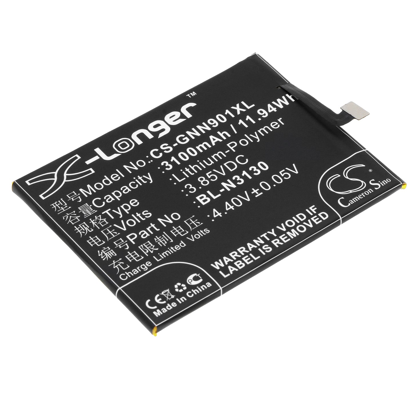 3.85V 3100mAh/11.94Wh Li-Polymer Mobile/SmartPhone Battery for GIONEE