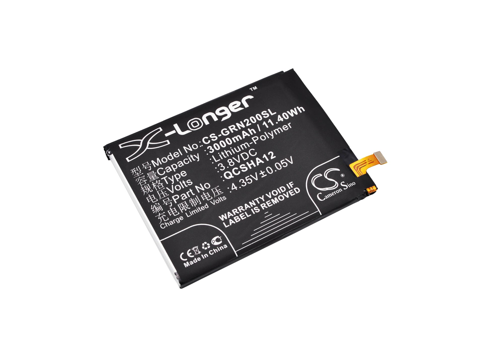 3.8V 3000mAh/11.40Wh Li-Polymer Mobile/SmartPhone Battery for Green Orange