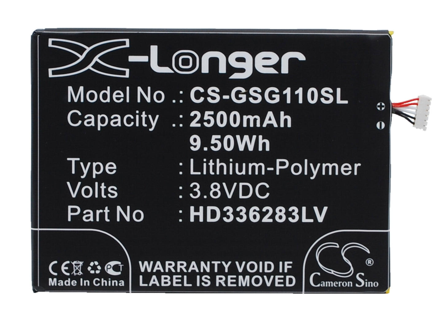 3.8V 2500mAh/9.50Wh Li-Polymer Mobile/SmartPhone Battery for GSmart