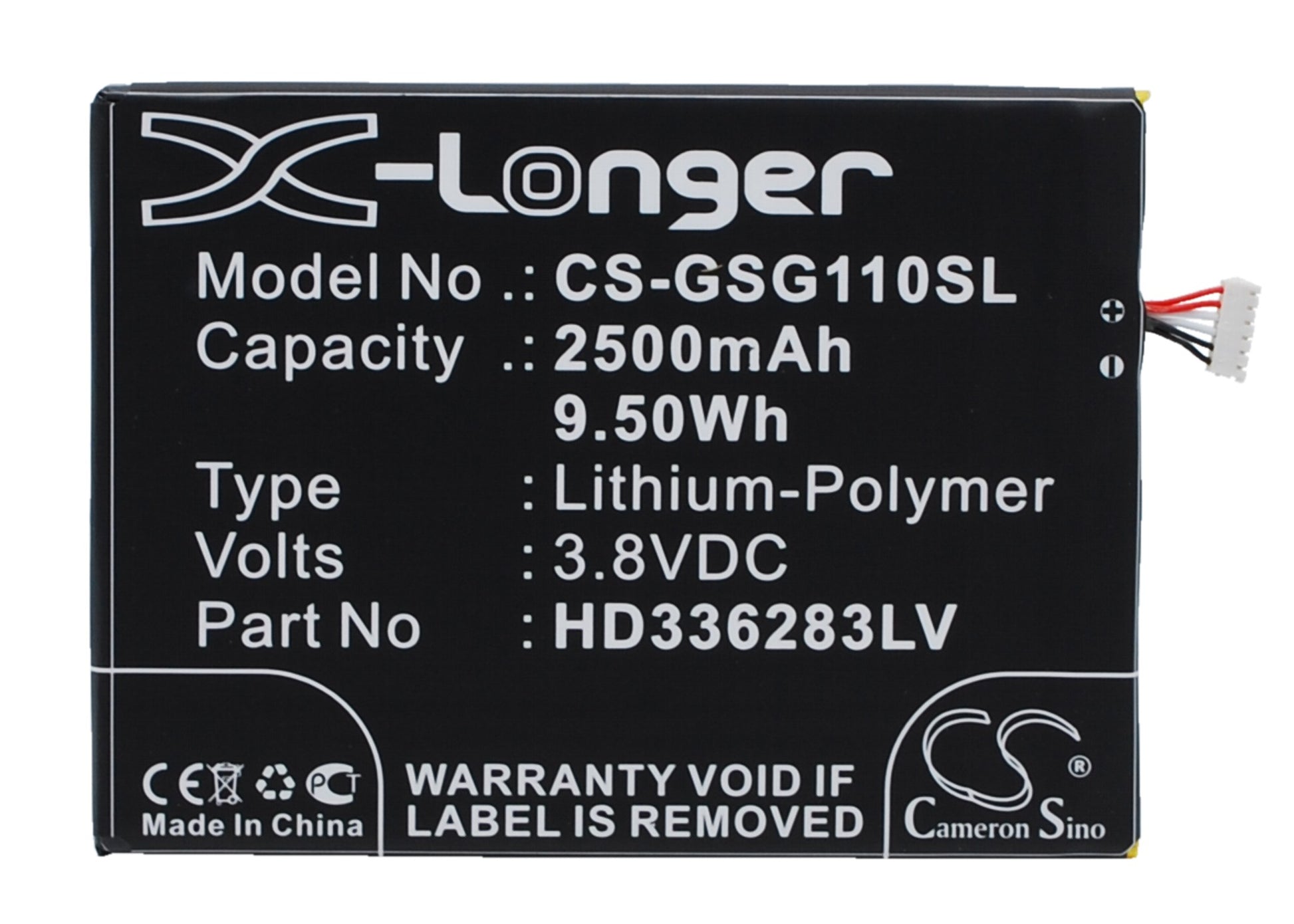 3.8V 2500mAh/9.50Wh Li-Polymer Mobile/SmartPhone Battery for GSmart