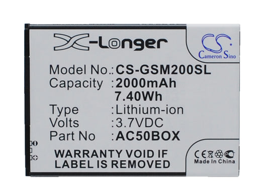 3.7V 2000mAh/7.40Wh Li-ion Mobile/SmartPhone Battery for GSmart