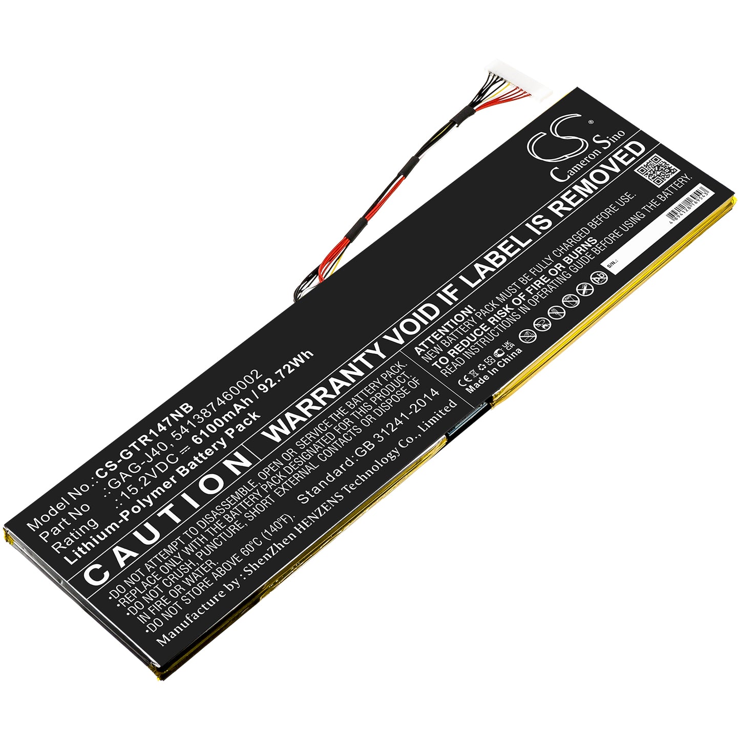 CS-GTR147NB Replacement Battery – Compatible with Aero 14, Aero 14 P64Wv7-De325Tb, Aero 14 v8, Aero 14-K7, Aero 14-K8, Aero 14-P64WV6, Aero 14-W-CF2, Aero 15, Aero 15 Classic, AERO 15 Classic-SA, Aero 15 Classic-SA-F74ADW, AERO 15 Classic-WA, AERO 15 Classic-WA-F74ADP, Aero 15 Classic-XA, Aero 15 Classic-YA, Aero 15 Classic-YA-7FR5410P, Aero 15 Classic-YA-U96ASP, Aero 15 OLED, Aero 15 OLED NA, Aero 15 OLED SA, Aero 15 OLED WA, Aero 15 OLED XA, Aero 15 OLED XA-7US5130SP, Aero 15 OLED