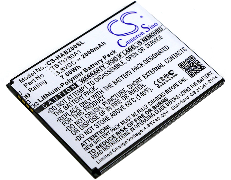 3.8V 2000mAh/7.60Wh Li-Polymer Mobile/SmartPhone Battery for K-Touch