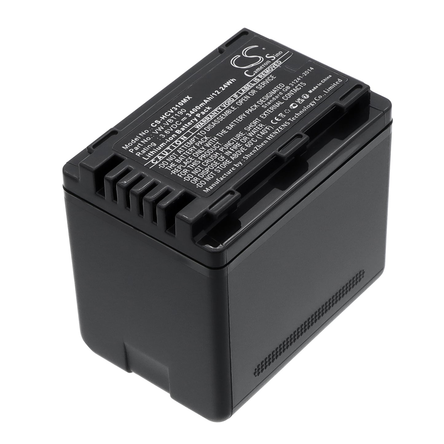 3.6VV 3400mAh/12.24Wh Li-ion Camera Battery for Panasonic