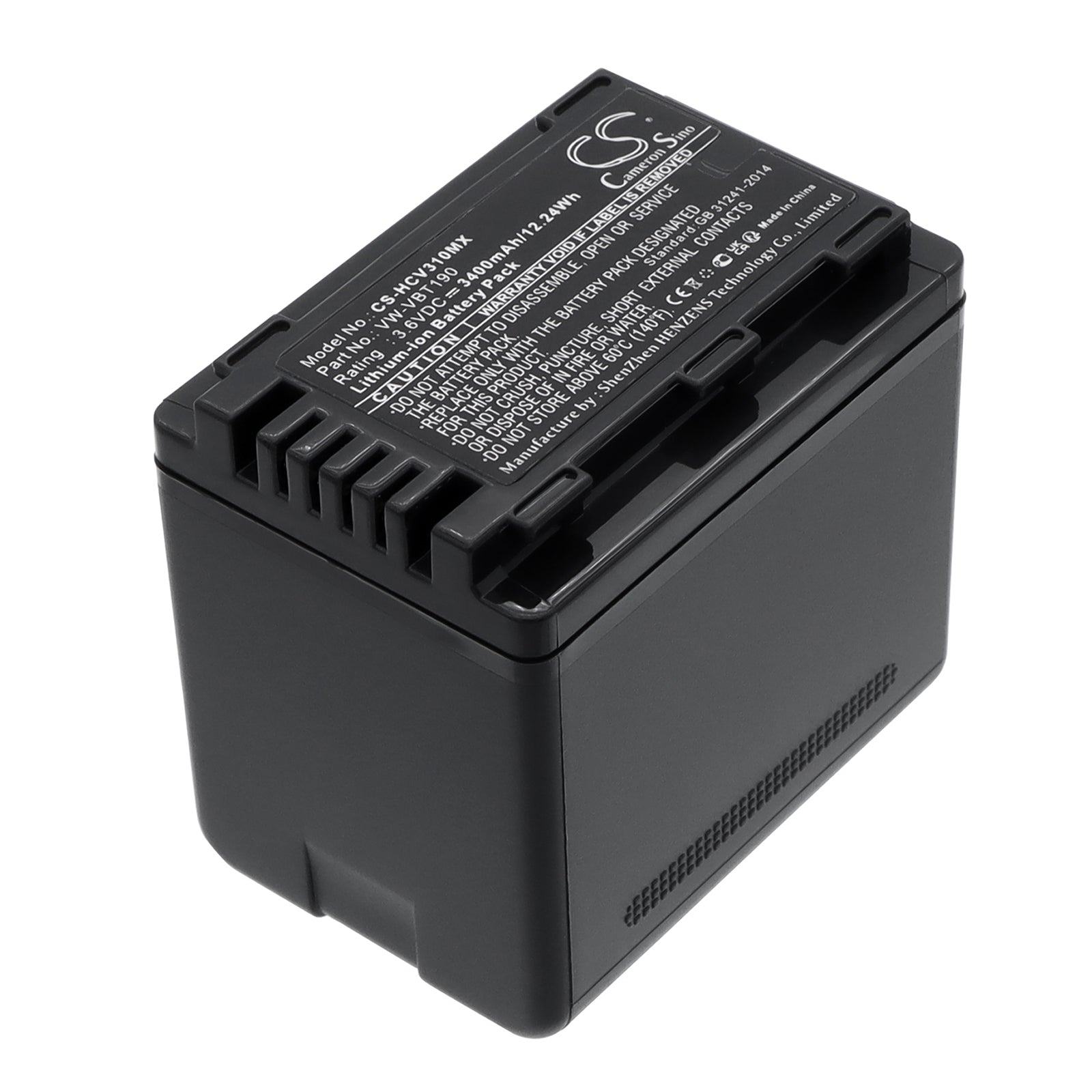 3.6VV 3400mAh/12.24Wh Li-ion Camera Battery for Panasonic