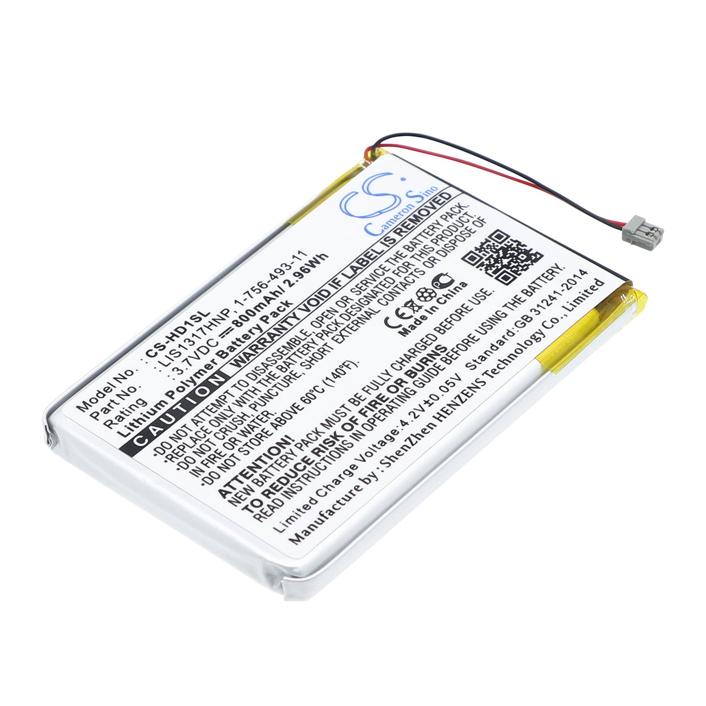 3.7V 800mAh Li-Polymer MP3/MP4/PMP Battery for Sony