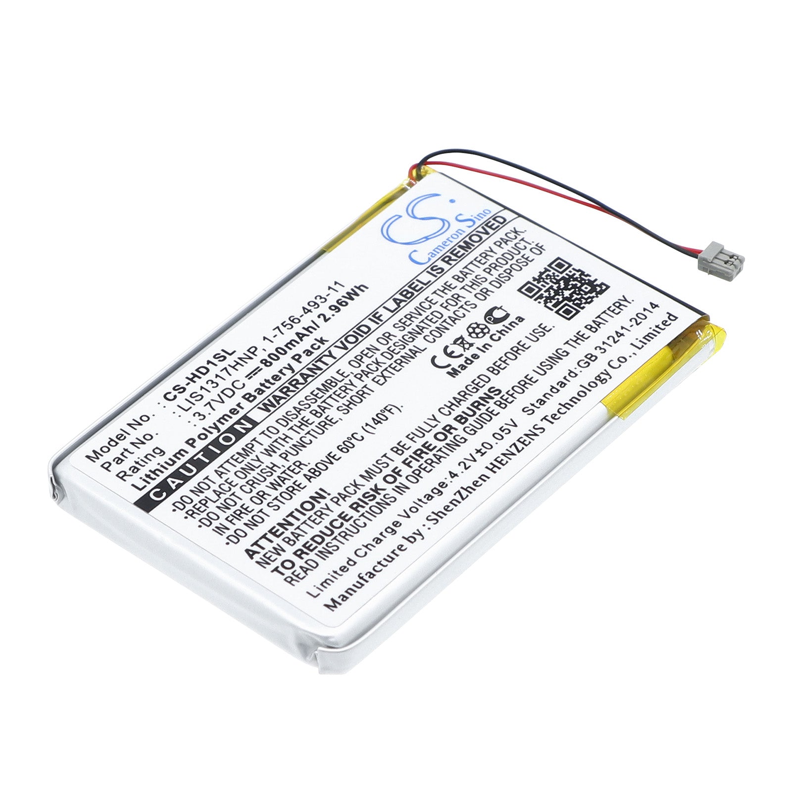 3.7V 800mAh Li-Polymer MP3/MP4/PMP Battery for Sony