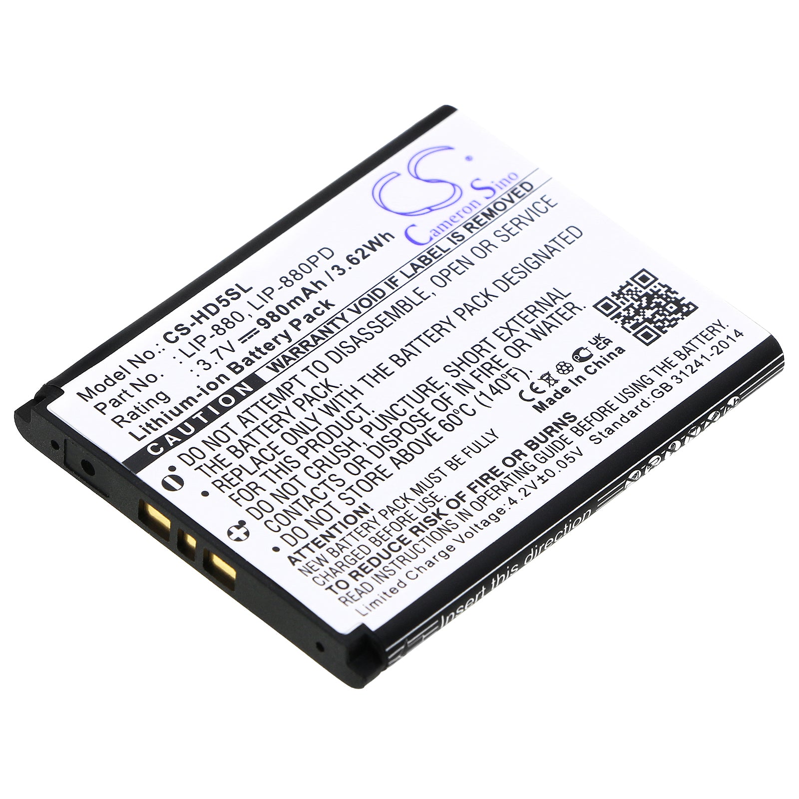 3.7V 980mAh/3.62Wh Li-ion MP3/MP4/PMP Battery for Sony