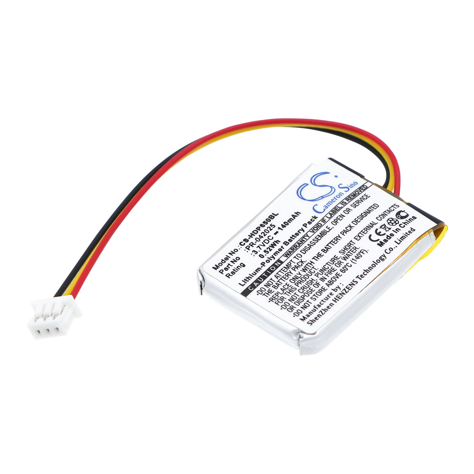 3.7V 140mAh/0.52Wh Li-Polymer Barcode/Scanner Battery for Handheld
