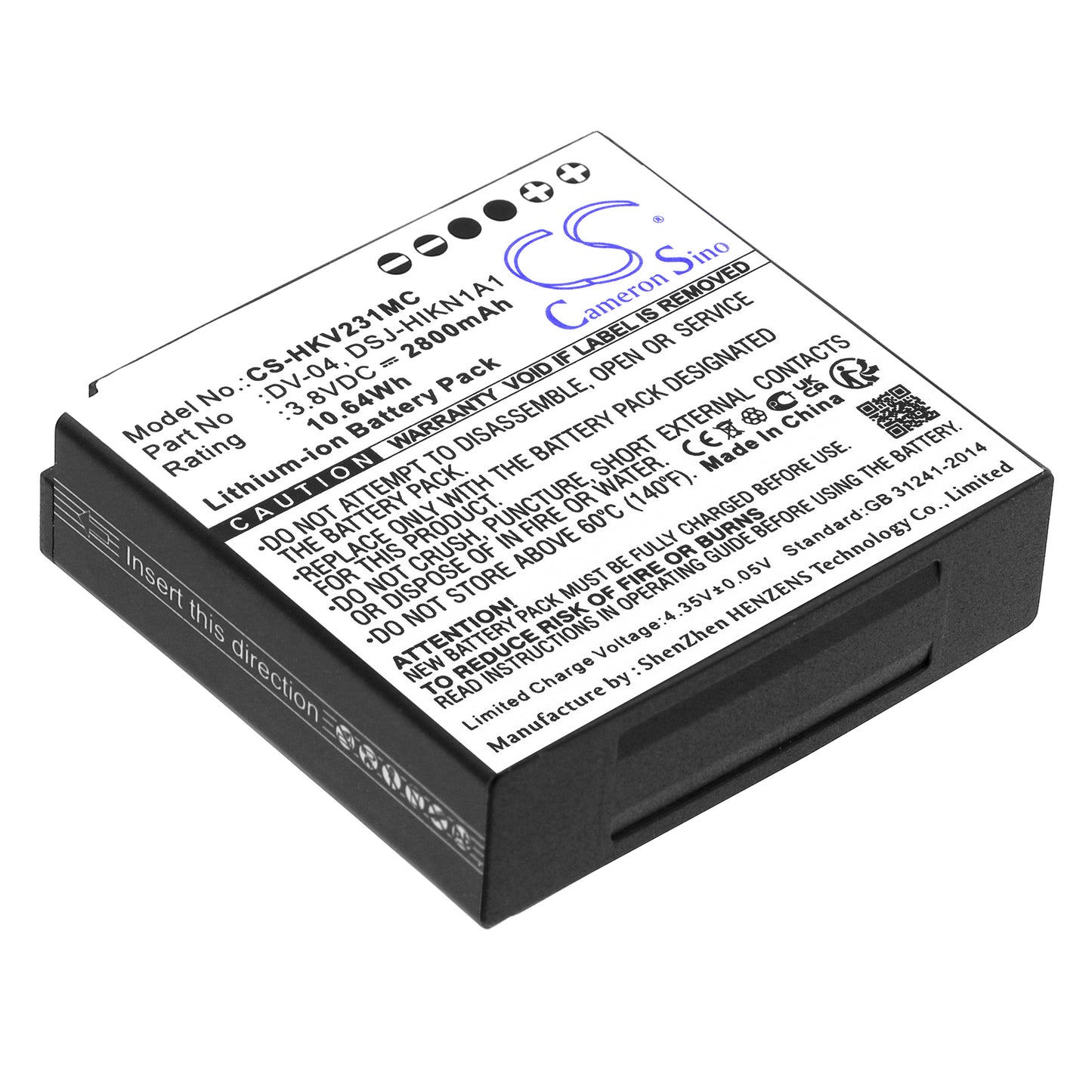 CS-HKV231MC Replacement Battery – Compatible with DSJ-HIKN1A1, DS-MH1310-N1, DS-MH2311