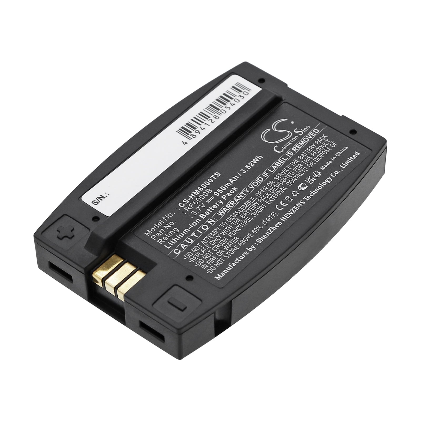 3.7V 950mAh/3.52Wh Li-ion Wireless Headset Battery for HME