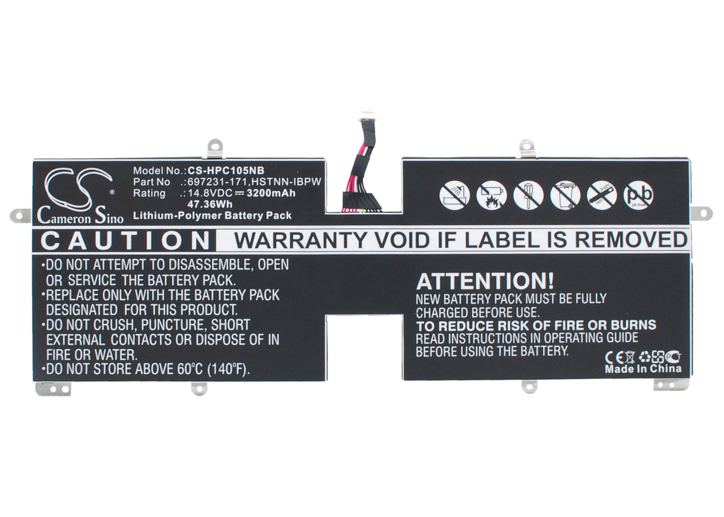 14.8V 3200mAh/47.36Wh Li-Polymer Notebook/Laptop Battery for HP