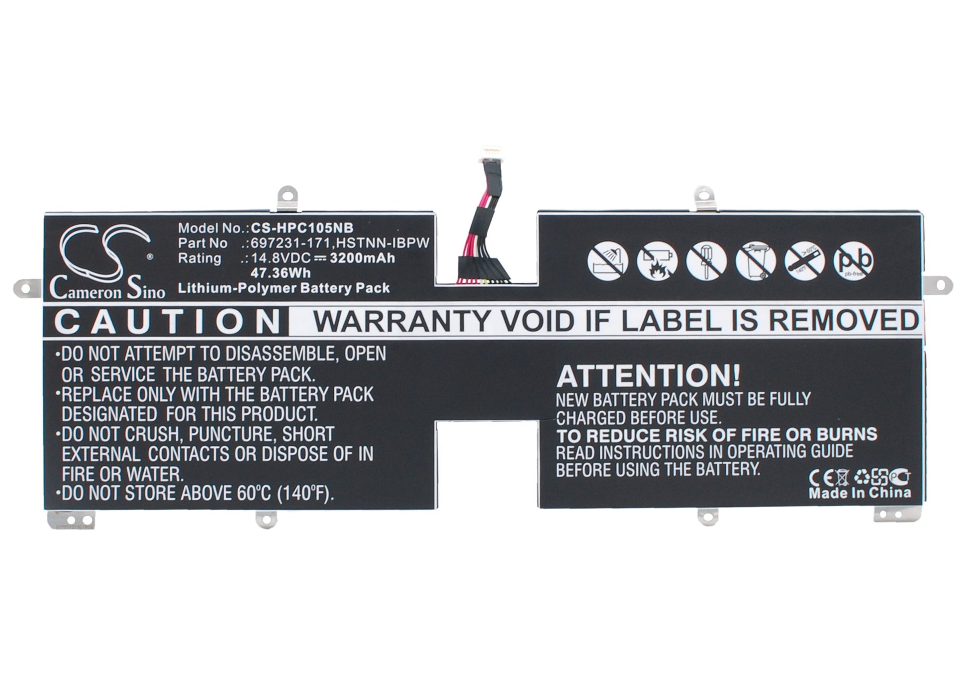 14.8V 3200mAh/47.36Wh Li-Polymer Notebook/Laptop Battery for HP