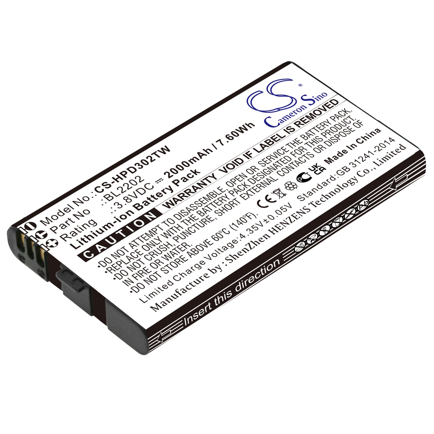 CS-HPD302TW Replacement Battery – Compatible with BD300, BD302, BD302i, BD352i