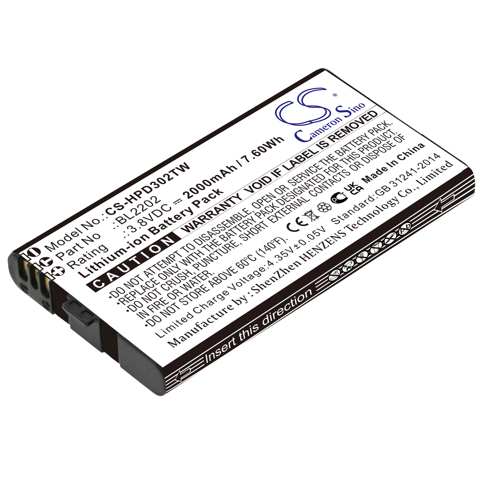 CS-HPD302TW Replacement Battery – Compatible with BD300, BD302, BD302i, BD352i