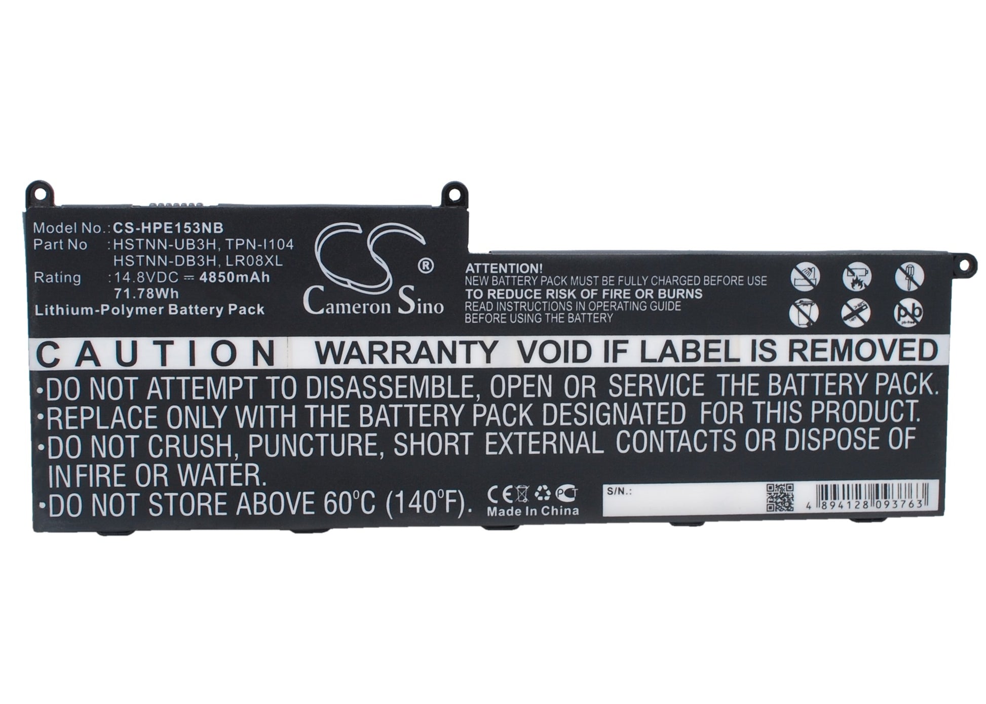 14.8V 4850mAH/71.78Wh Li-Polymer Notebook/Laptop Battery for HP