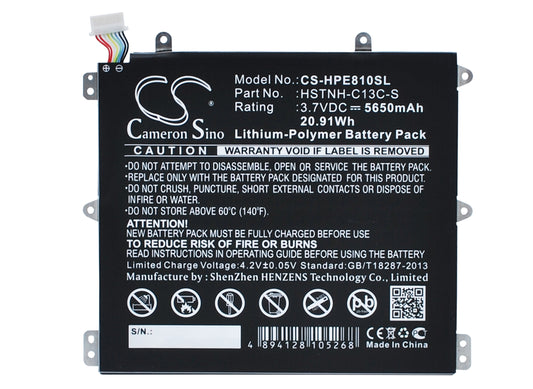 3.7V 5650mAh/20.91Wh Li-Polymer Tablet Battery for HP